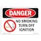 Signmission OSHA Danger Sign, No Smoking Turn Off Ignition, 7in X 5in Decal, 5" W, 7" L, Landscape OS-DS-D-57-L-1490 - alternate 1